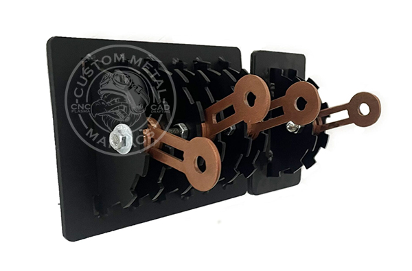 Metal industrial light switch, black with 4copper handles